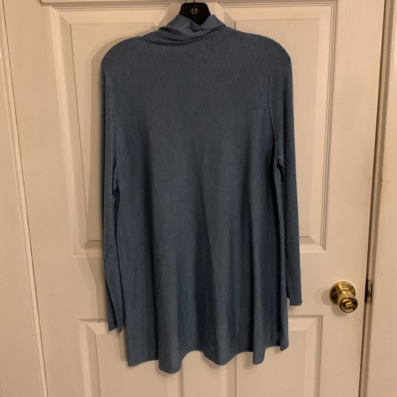 Eileen Fisher High Low Women Long Sleeve Cowl Neck Tunic Sweater Blue Size Large - Picture 2 of 12